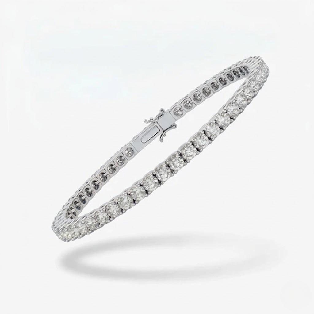 Pulsera Rivière de Oro Blanco 18K con Diamantes Lab Grown Talla Brillante 3mm