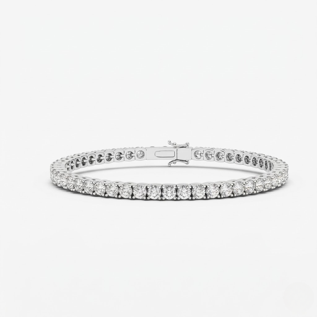 Pulsera Rivière de Oro Blanco 18K con Diamantes Lab Grown Talla Brillante 3mm