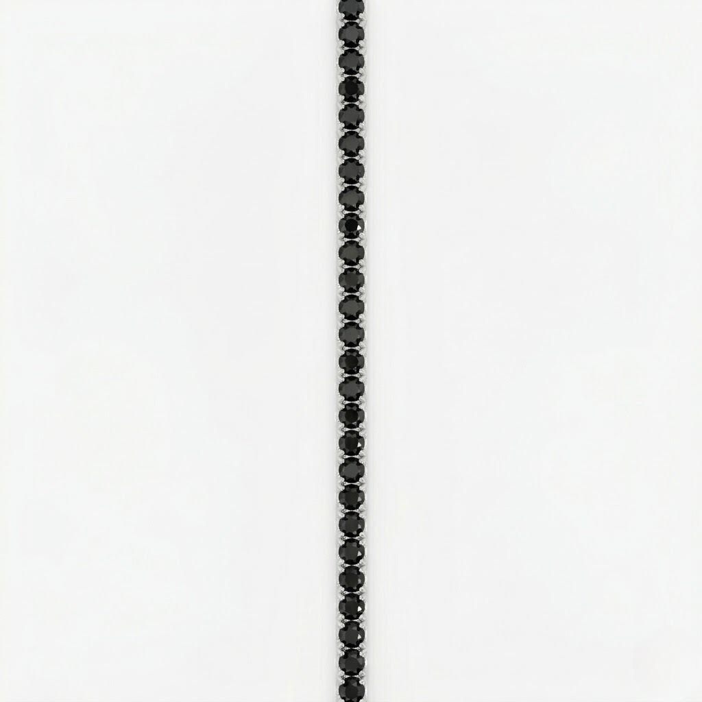 Pulsera Rivière de Oro Blanco 18K con Diamantes Negros Lab Grown Talla Brillante 3mm