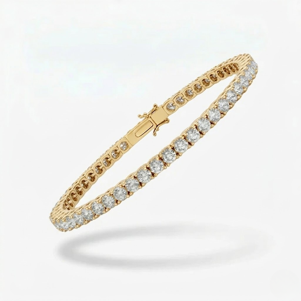 Pulsera Rivière de Oro Amarillo 18K con Diamantes Lab Grown Talla Brillante 3mm