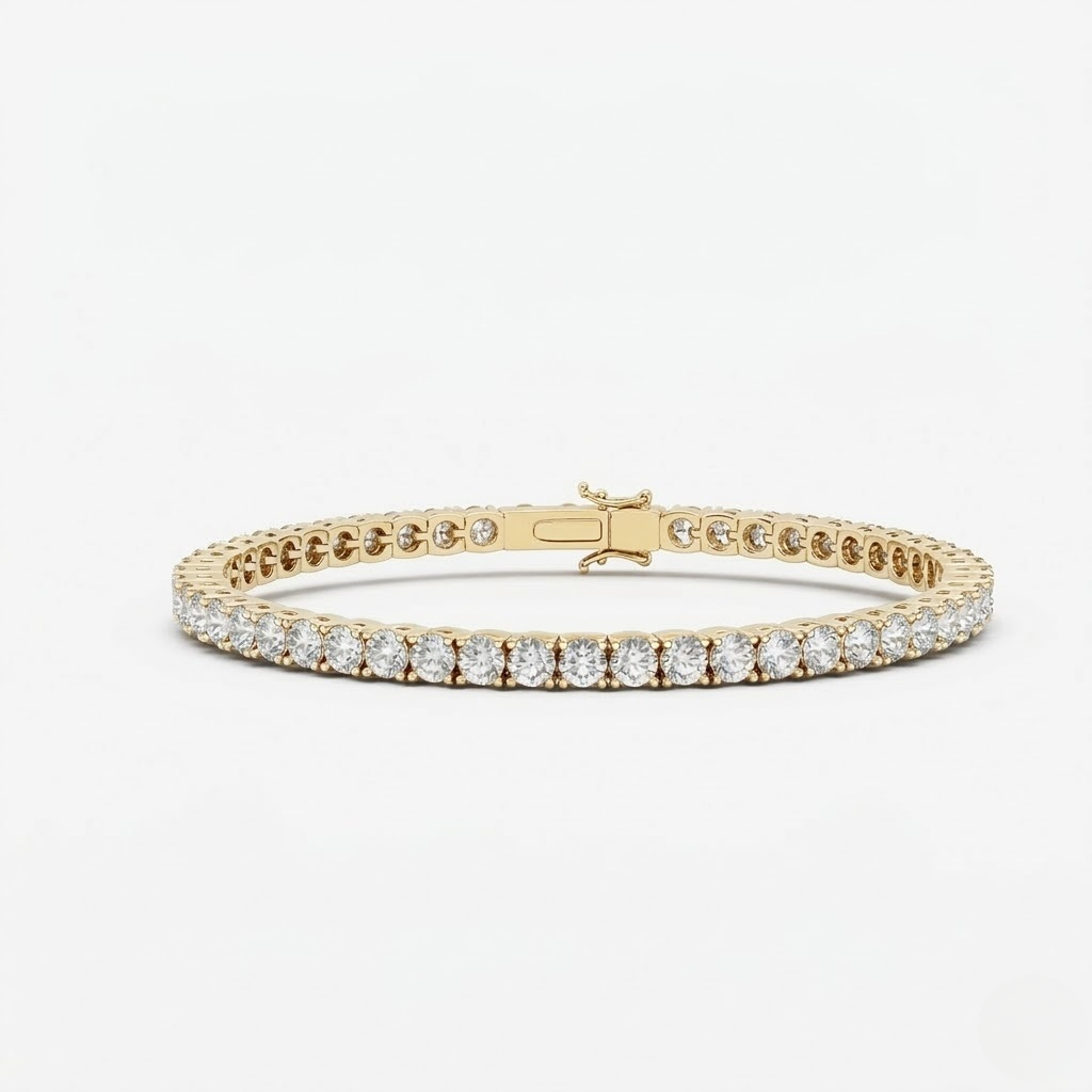 Pulsera Rivière de Oro Amarillo 18K con Diamantes Lab Grown Talla Brillante 3mm