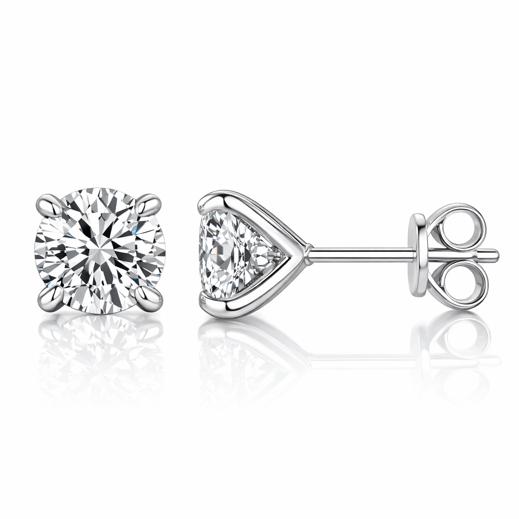 Pendientes de Diamantes Lab Grown en Oro Blanco 18K Talla Brillante 6mm