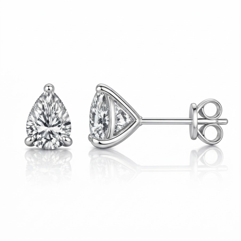 Pendientes de Diamantes Lab Grown Talla Pera en Oro Blanco 18K 2CT Total