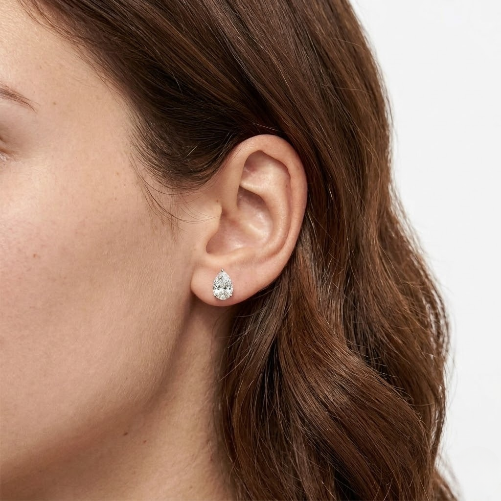 Pendientes de Diamantes Lab Grown Talla Pera en Oro Blanco 18K 2CT Total