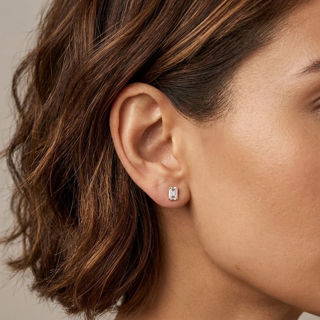Pendientes de Diamantes Lab Grown Talla Esmeralda en Oro Blanco 18K 1CT