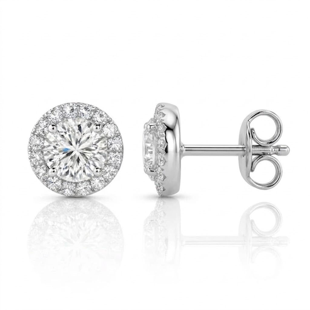 Pendientes de Diamantes Lab Grown Rosetón en Oro Blanco 18K 3CT