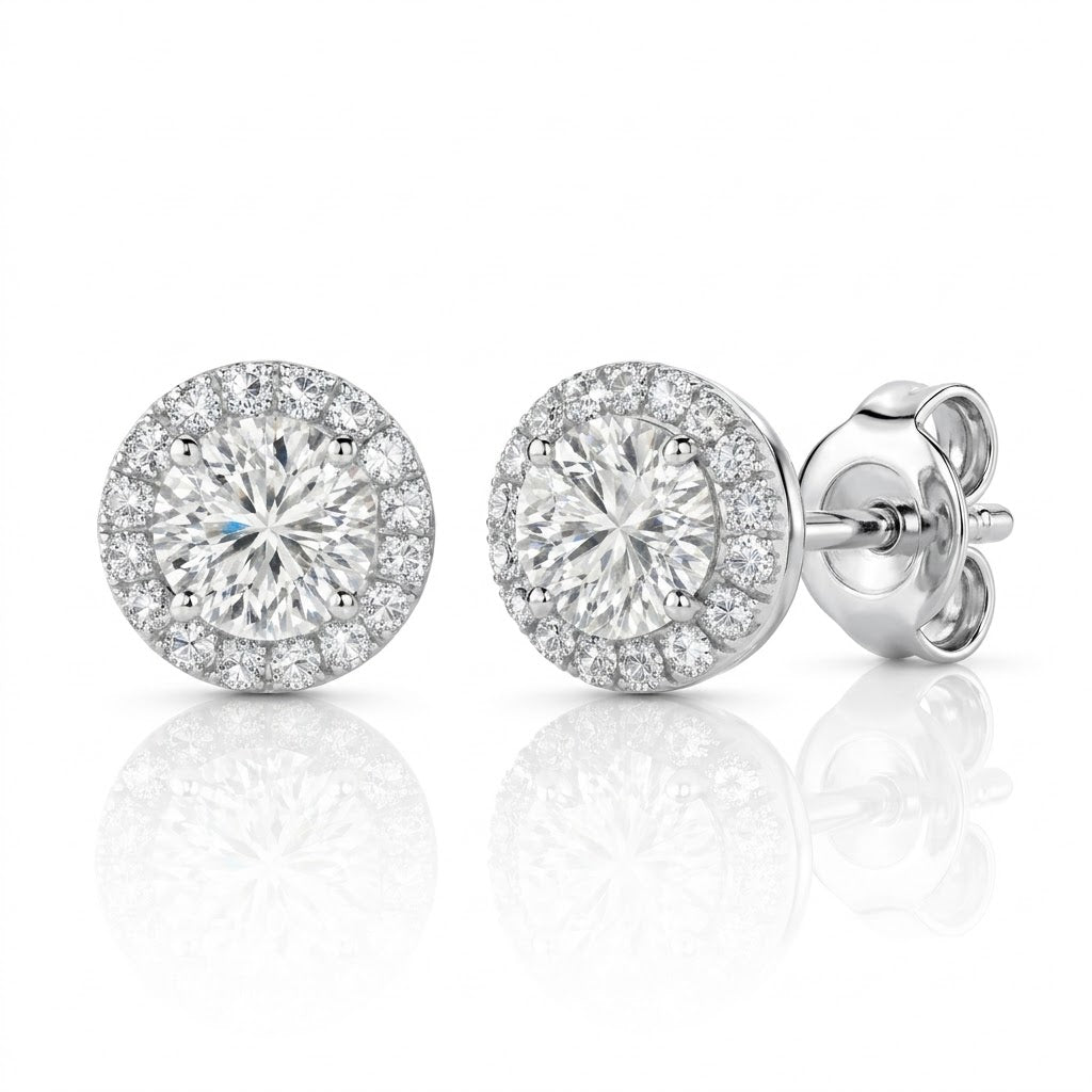 Pendientes de Diamantes Lab Grown Rosetón en Oro Blanco 18K 3CT