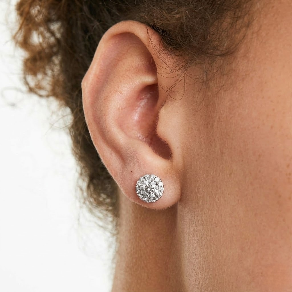 Pendientes de Diamantes Lab Grown Rosetón en Oro Blanco 18K 3CT