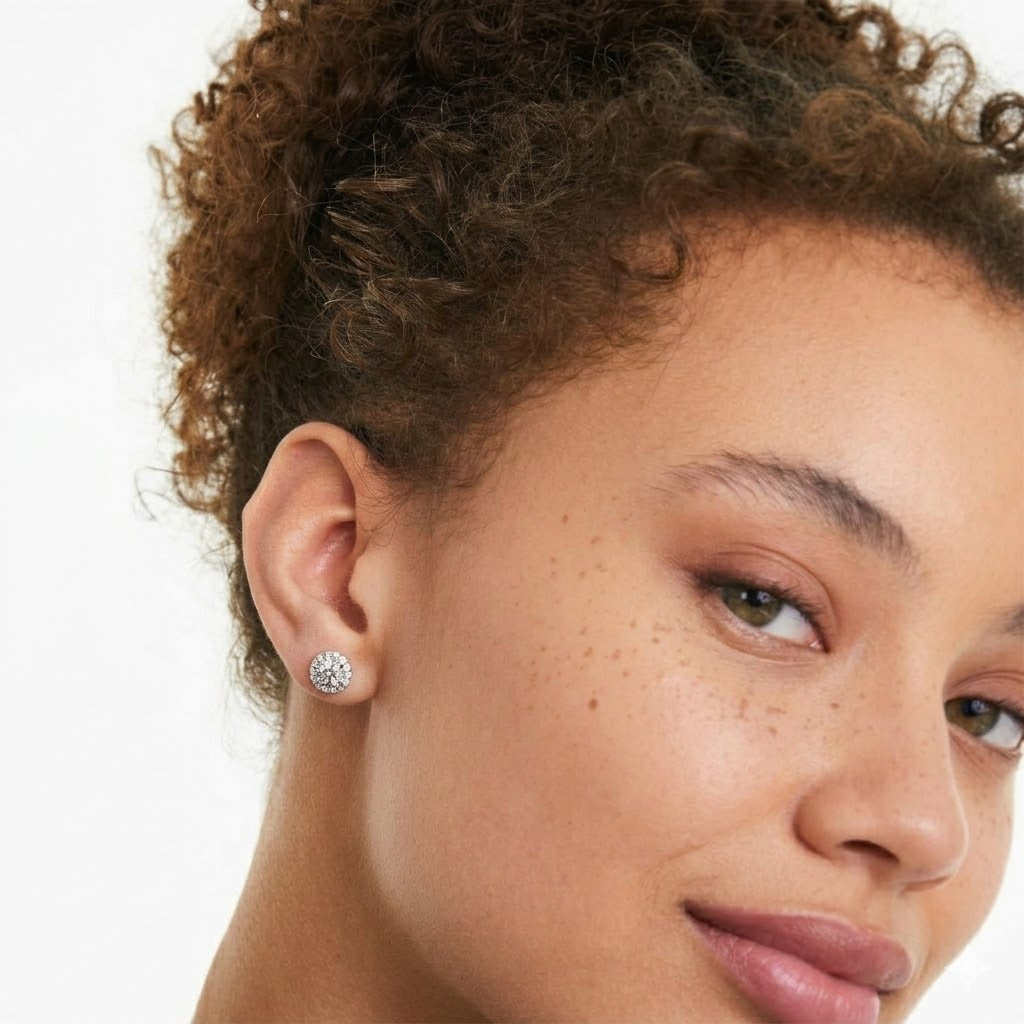 Pendientes de Diamantes Lab Grown Rosetón en Oro Blanco 18K 3CT