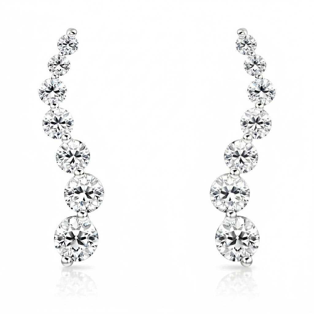 Pendientes Degradé de Diamantes Lab Grown en Oro Blanco 18K 2,5CT