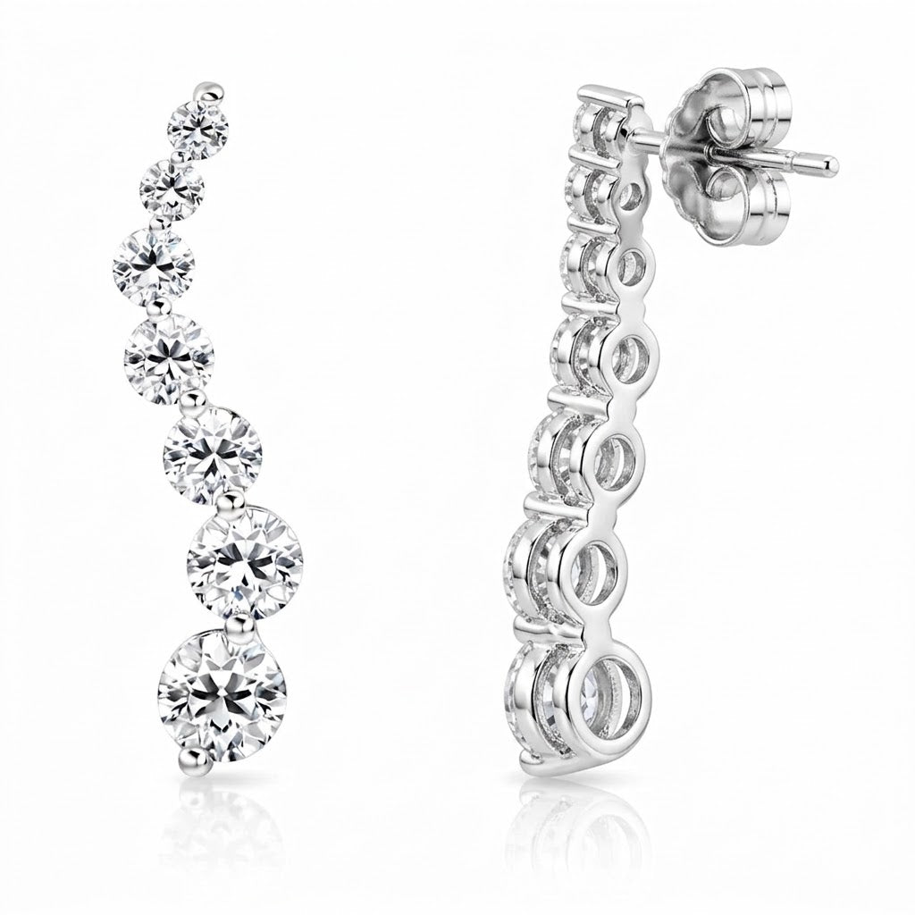 Pendientes Degradé de Diamantes Lab Grown en Oro Blanco 18K 2,5CT