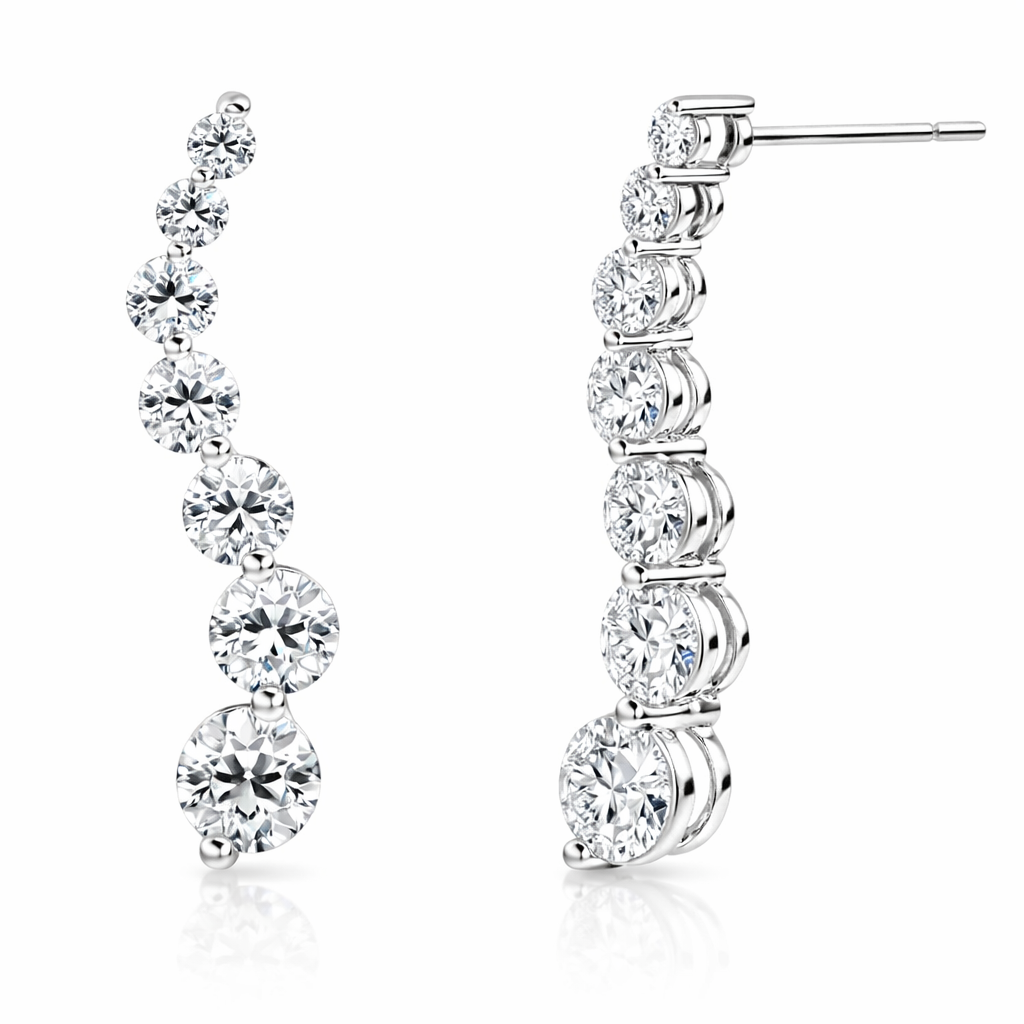 Pendientes Degradé de Diamantes Lab Grown en Oro Blanco 18K 2,5CT