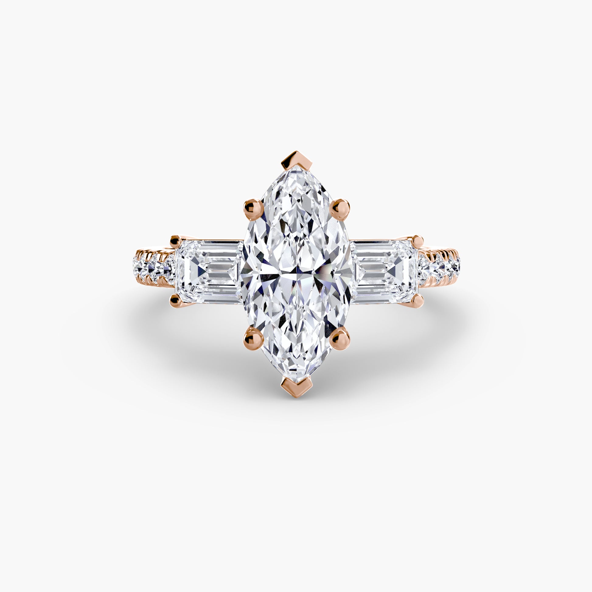Tres Piedras Esmeralda con Pavé
