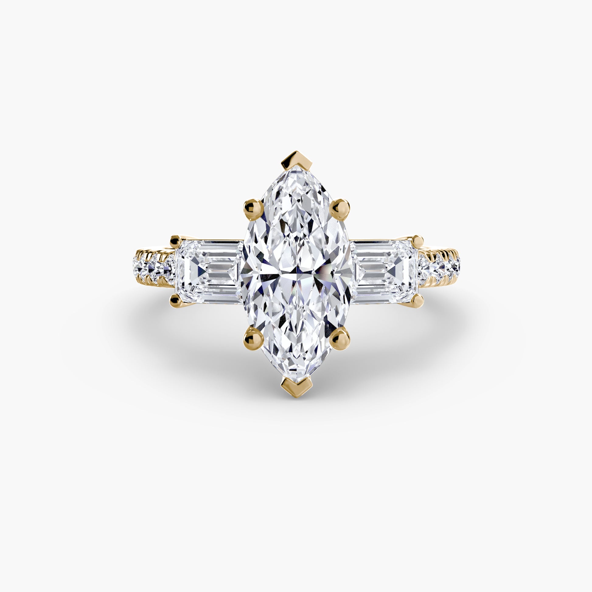 Tres Piedras Esmeralda con Pavé