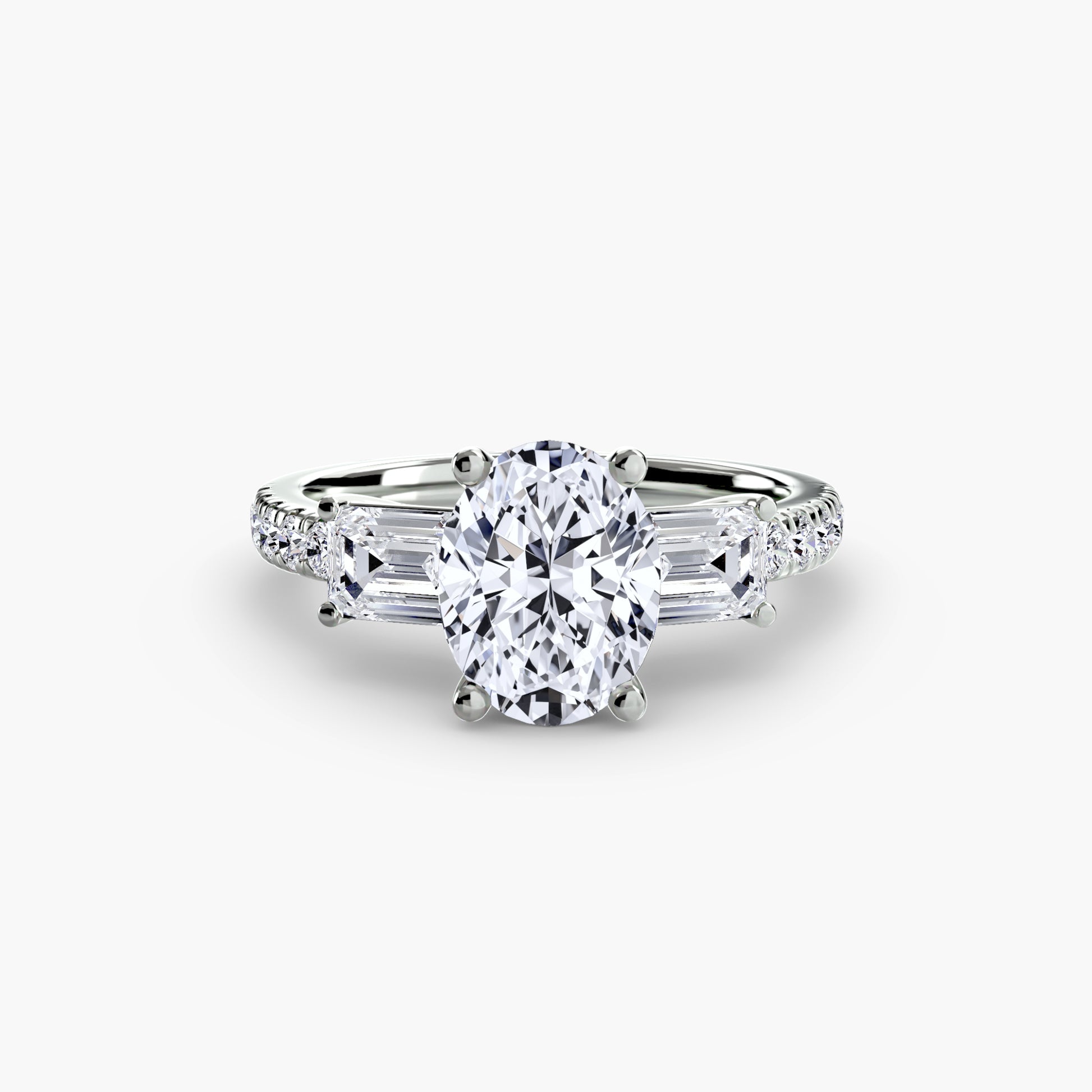 Tres Piedras Esmeralda con Pavé