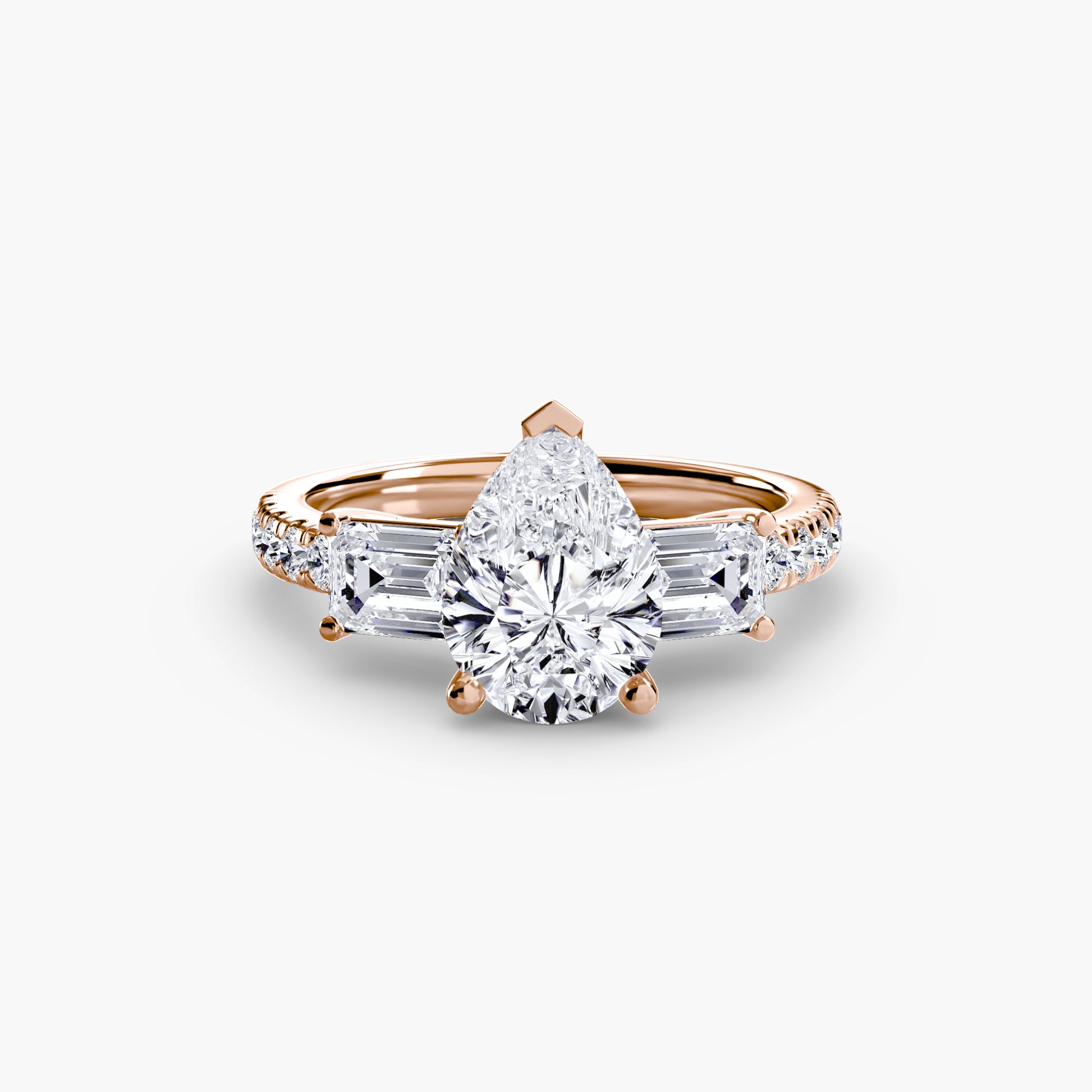 Tres Piedras Esmeralda con Pavé