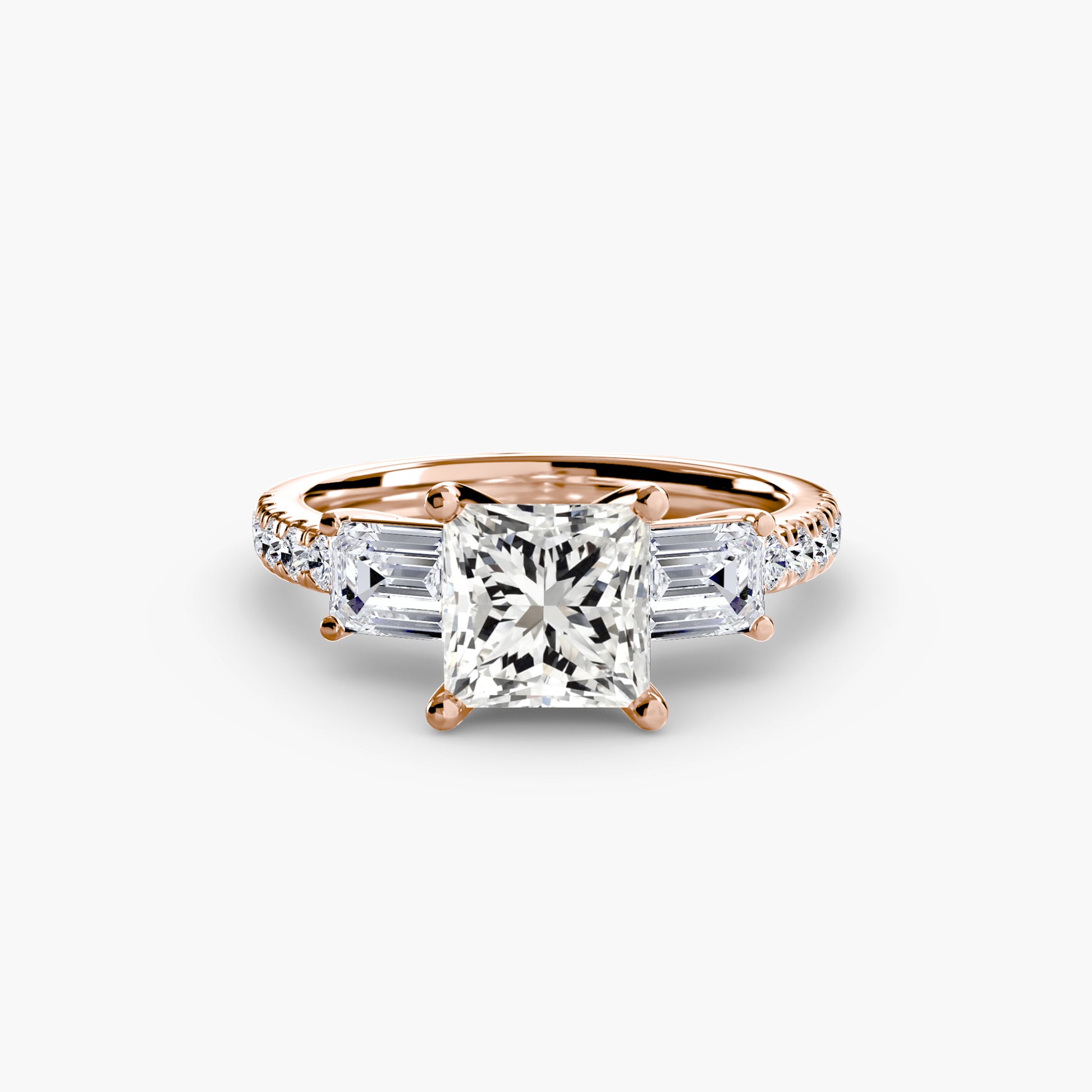 Tres Piedras Esmeralda con Pavé
