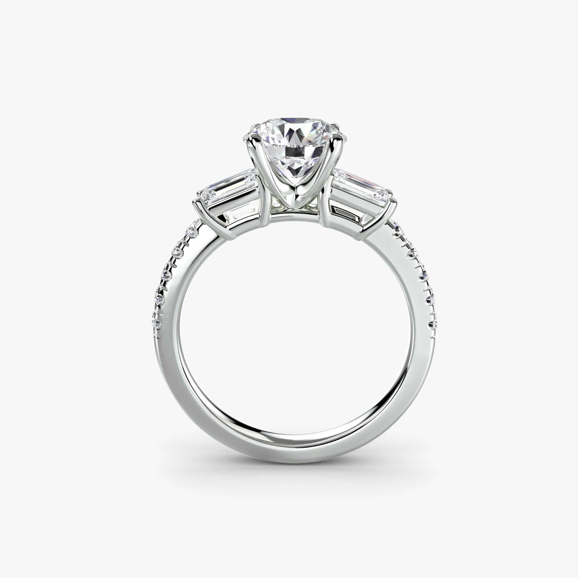 Tres Piedras Esmeralda con Pavé