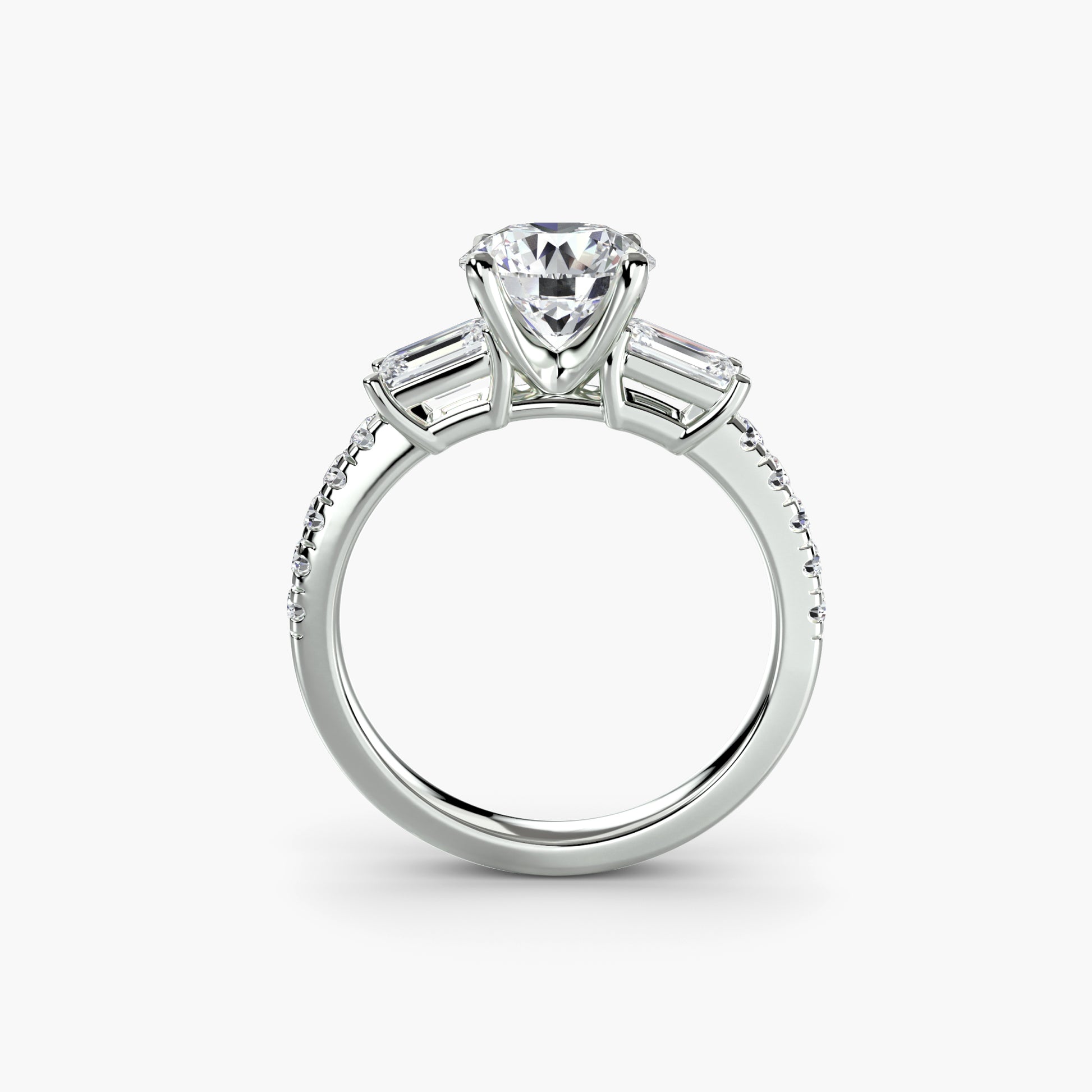 Tres Piedras Esmeralda con Pavé
