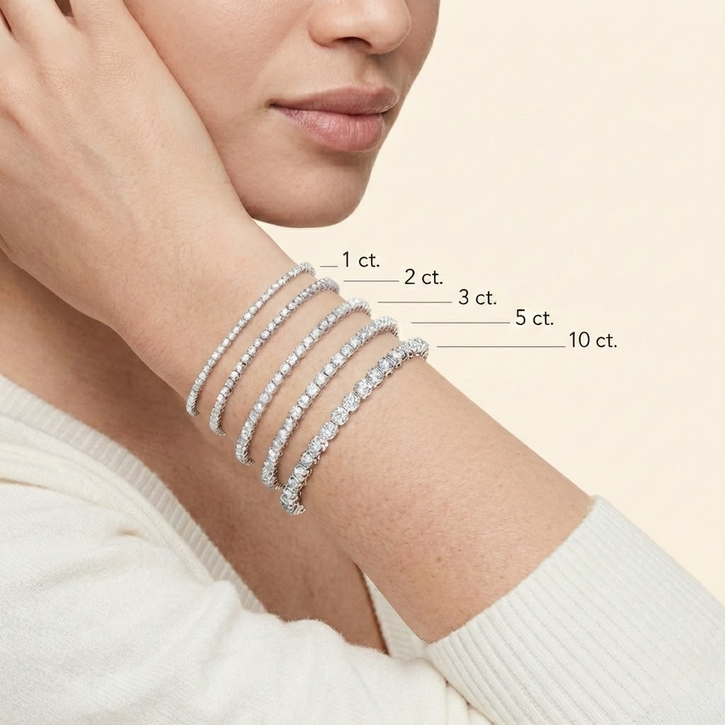 Pulsera Rivière de Oro Blanco 18K con Diamantes Lab Grown Talla Brillante 3mm