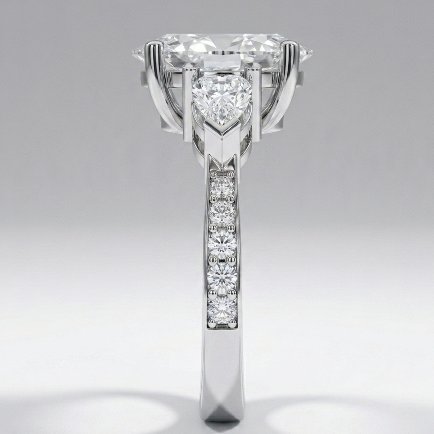 Trilogy Diamante Oval 2ct IGI Oro Blanco 18k & Diamantes Pavé