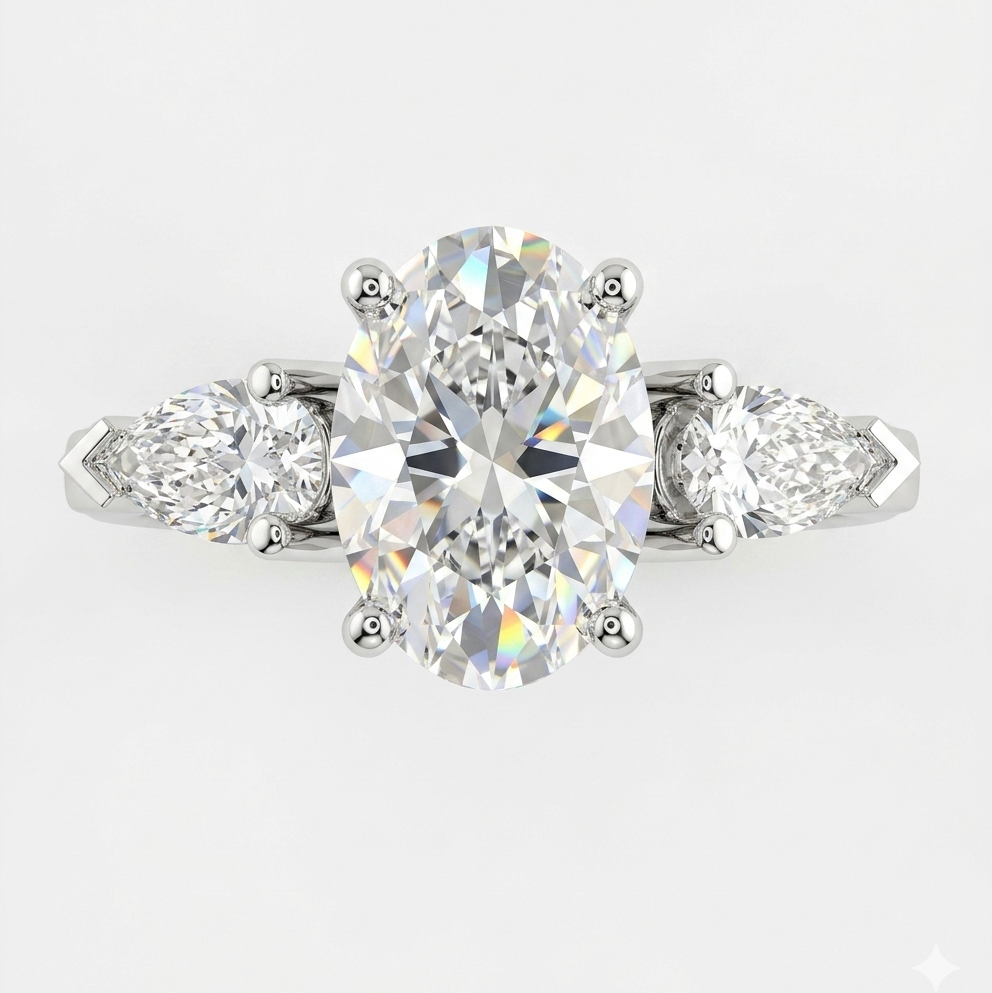 Trilogy Diamante Oval 2ct IGI Oro Blanco 18k & Diamantes Pavé