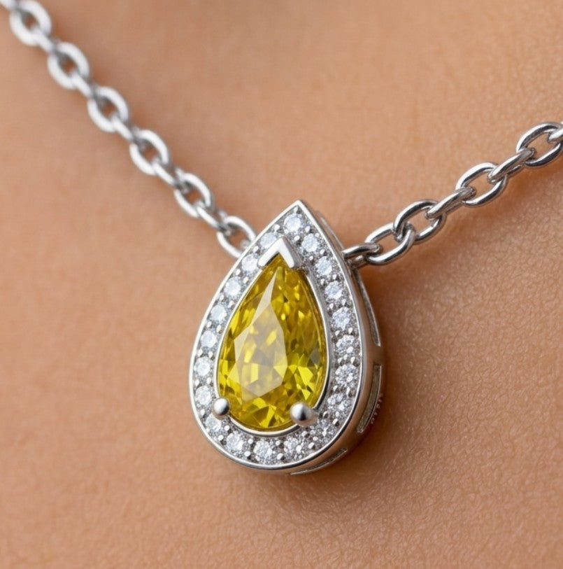 Gargantilla oro blanco 18k y diamante 1.6ct fancy vivid yellow