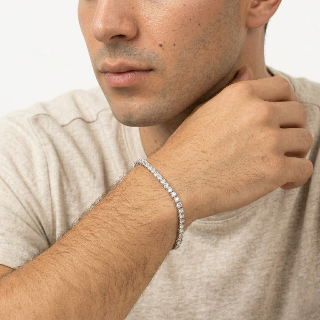 Pulsera Rivière de Oro Blanco 18K con Diamantes Lab Grown Talla Brillante 3mm